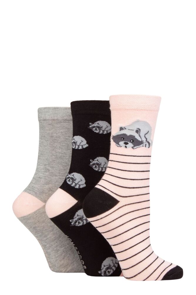 Ladies 3 Pair SOCKSHOP Lazy Panda Novelty Bamboo Socks