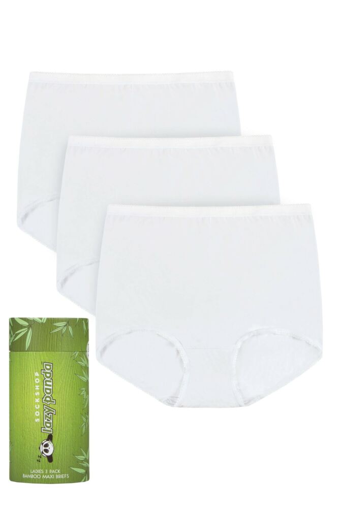 Ladies 3 Pair SOCKSHOP Lazy Panda Bamboo Maxi Briefs